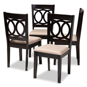 Baxton Studio Lenoir Modern and Contemporary Sand Fabric Upholstered Espresso Brown Finished Wood Dining Chair Set of 4